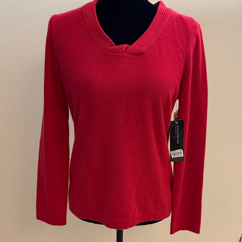 Jones New York Vibrant Red Knit Top